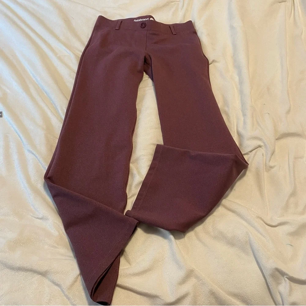 BetaBrand Mauve Yoga like Dress Pants Straight Leg Mid Rise Sz Small Career Wear